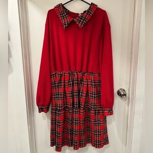 Red Pin-up Dress with Plaid Accents